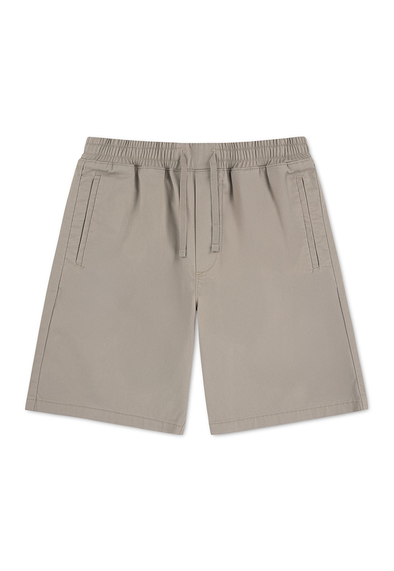 Pantaloni scurti din amestec de bumbac cu talie ajustabila - Grej