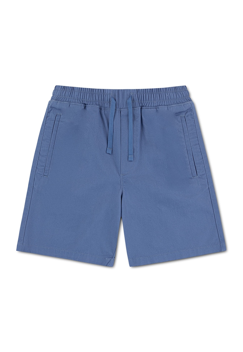 Pantaloni scurti din amestec de bumbac cu talie ajustabila - Albastru prafuit
