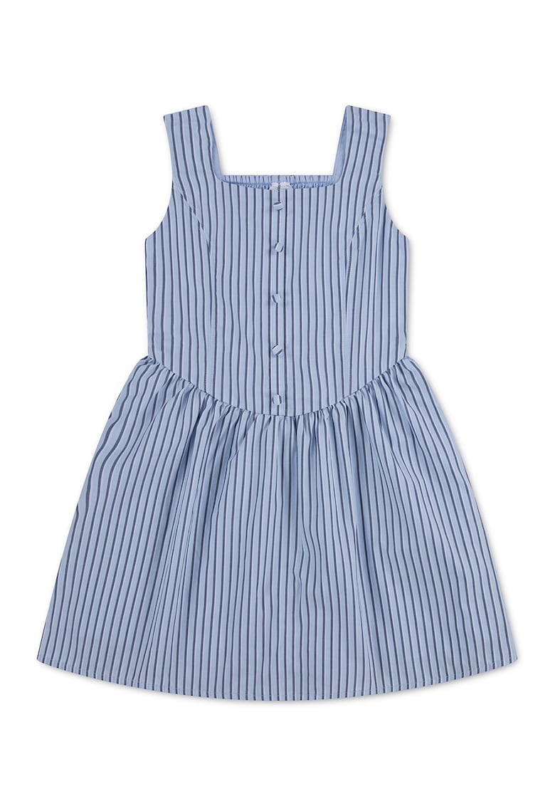 Rochie evazata cu dungi - Albastru deschis/Albastru petrol