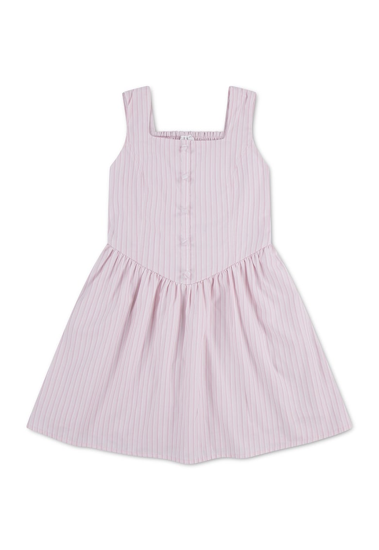 Rochie evazata cu dungi - Roz pastel