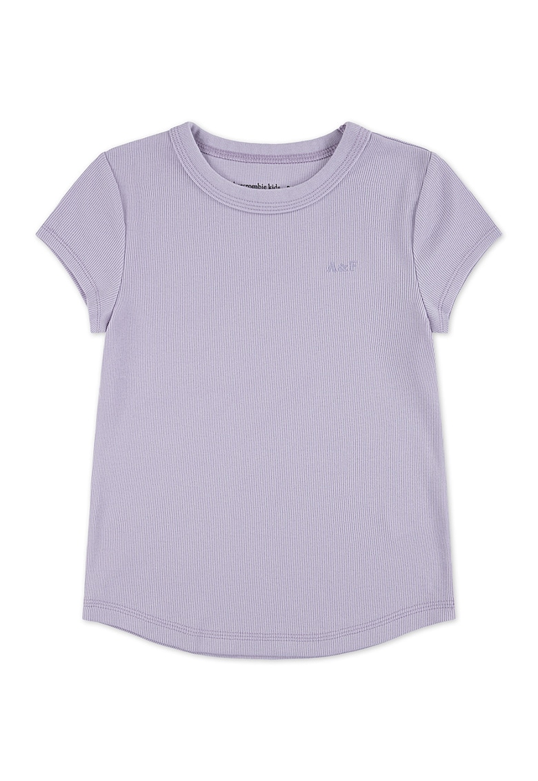 Tricou striat cu logo discret - Violet deschis