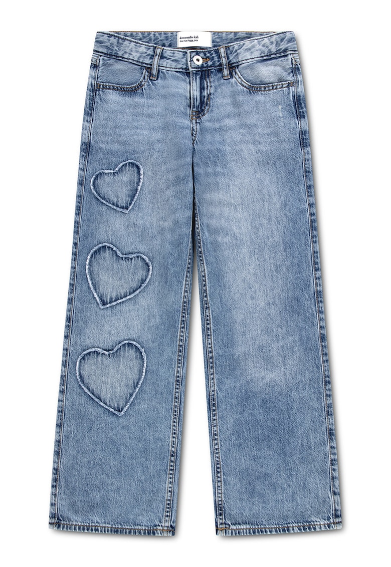 Blugi relaxed-fit cu detalii inimi - Albastru melange
