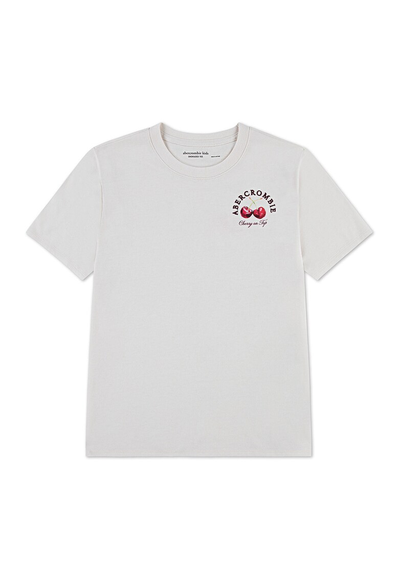 Tricou din amestec de bumbac cu imprimeu cirese - Rosu/Gri deschis