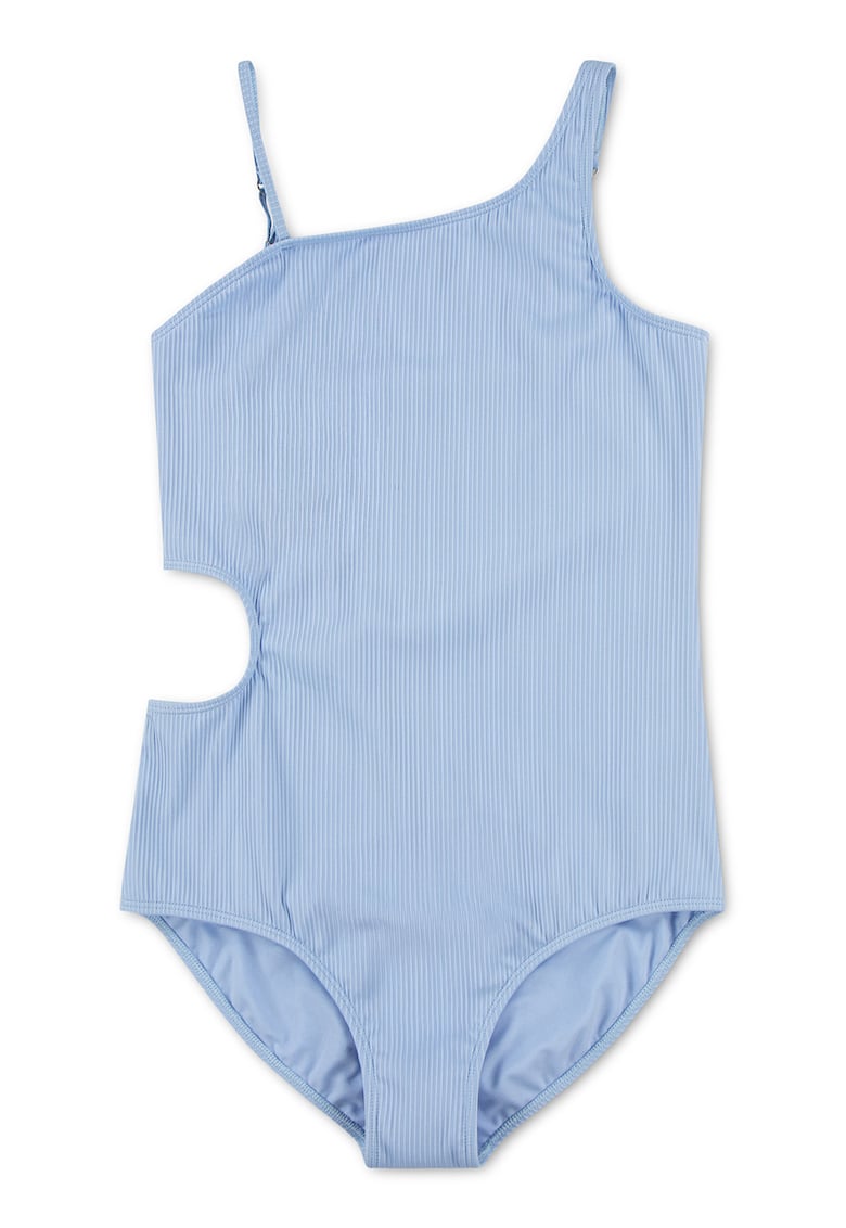 Costum de baie intreg cu decupaj lateral si striatii - Albastru deschis