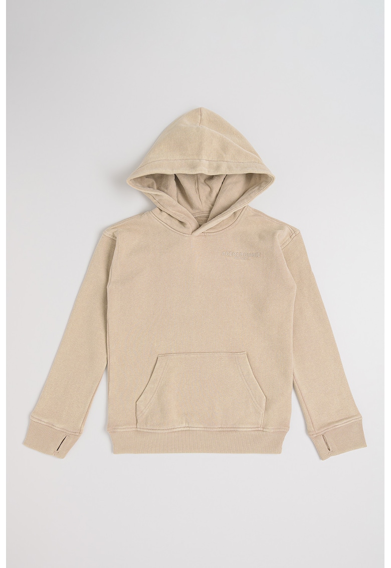 Hanorac din amestec de bumbac cu aspect decolorat - Maro taupe deschis