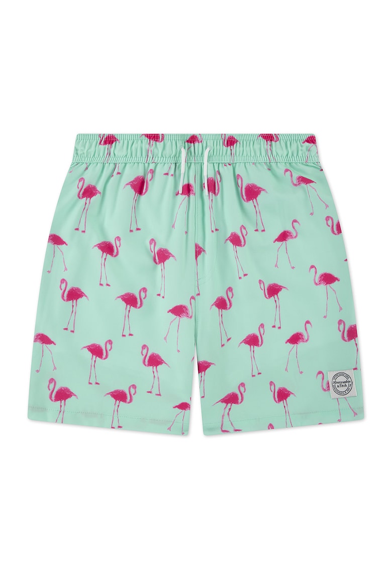Pantaloni scurti de baie cu model - Fucsia/Verde menta