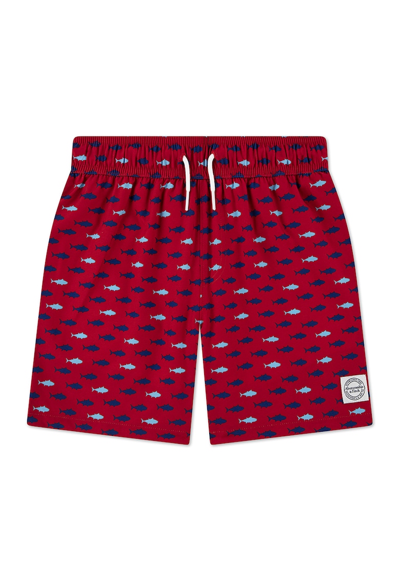 Pantaloni scurti de baie cu model - Rosu vintage/Bleumarin