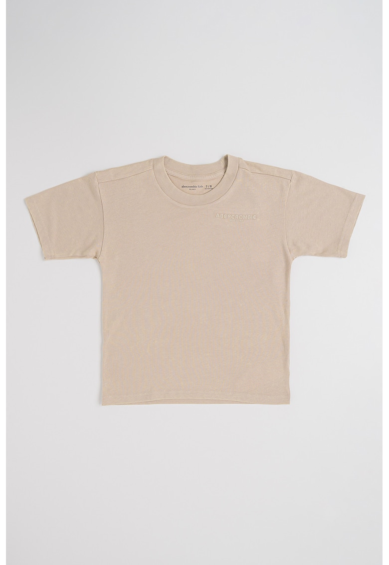Tricou uni cu decolteu la baza gatului - Maro taupe deschis