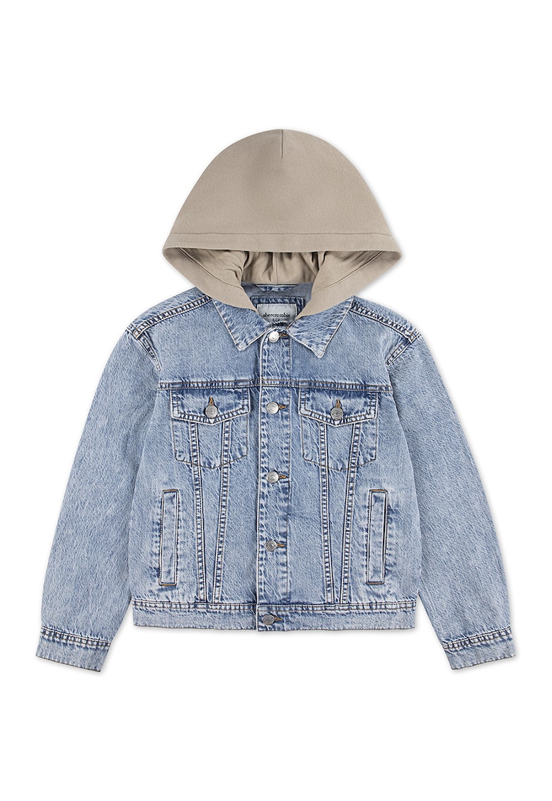 Jacheta din denim cu model 2in1 - Albastru deschis melange/Grej