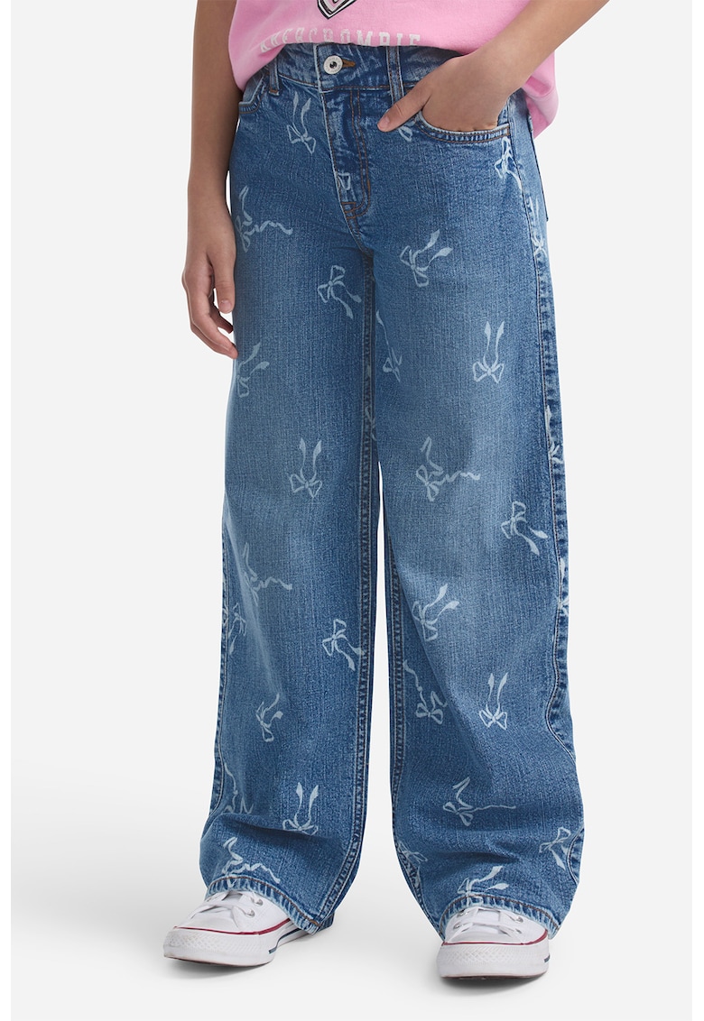 Blugi cu croiala ampla - model si buzunare - Albastru melange