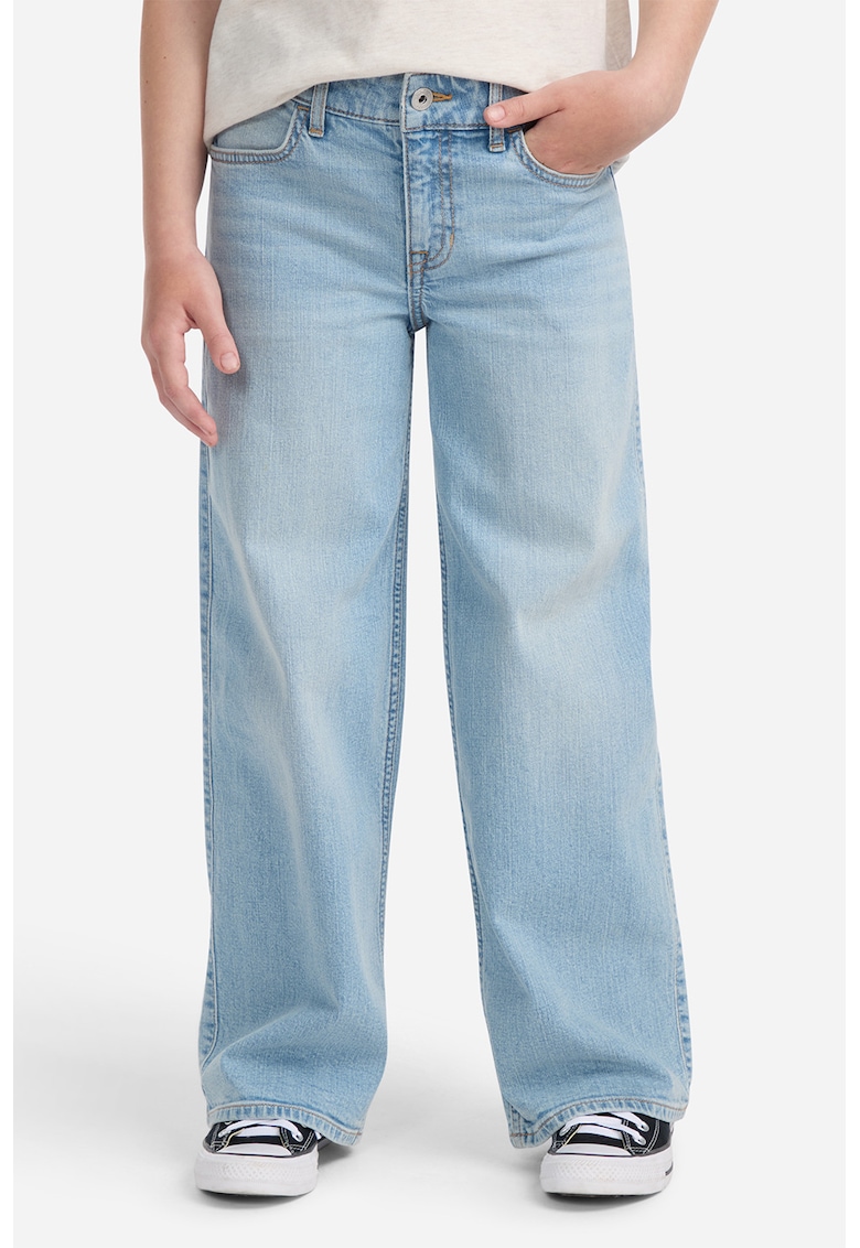Blugi cu croiala ampla si talie inalta - Albastru deschis melange