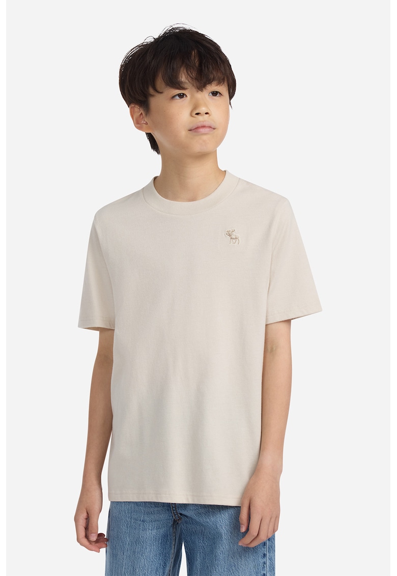 Tricou regular fit cu decolteu la baza gatului - Bej