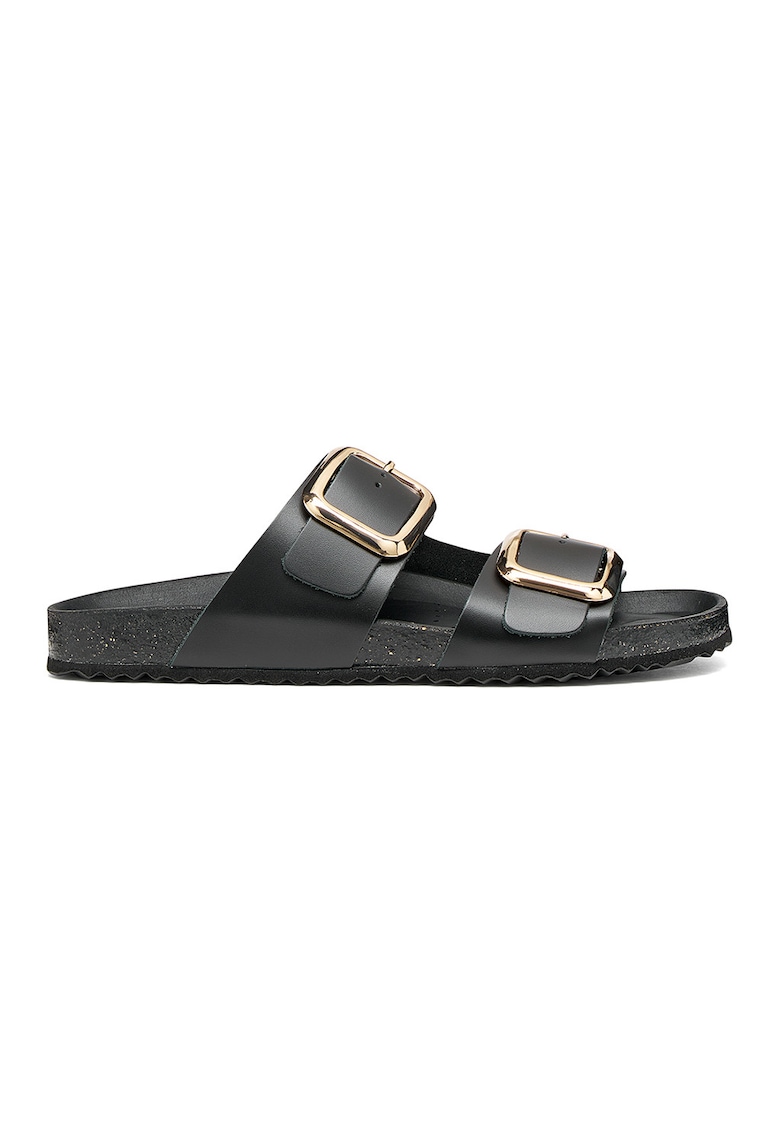 Papuci uni din piele - Negru