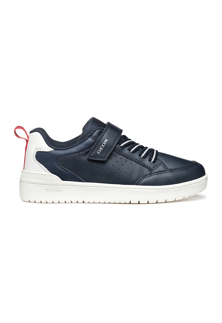 Pantofi sport Washiba din piele ecologica cu bareta cu inchidere velcro - Alb/Bleumarin