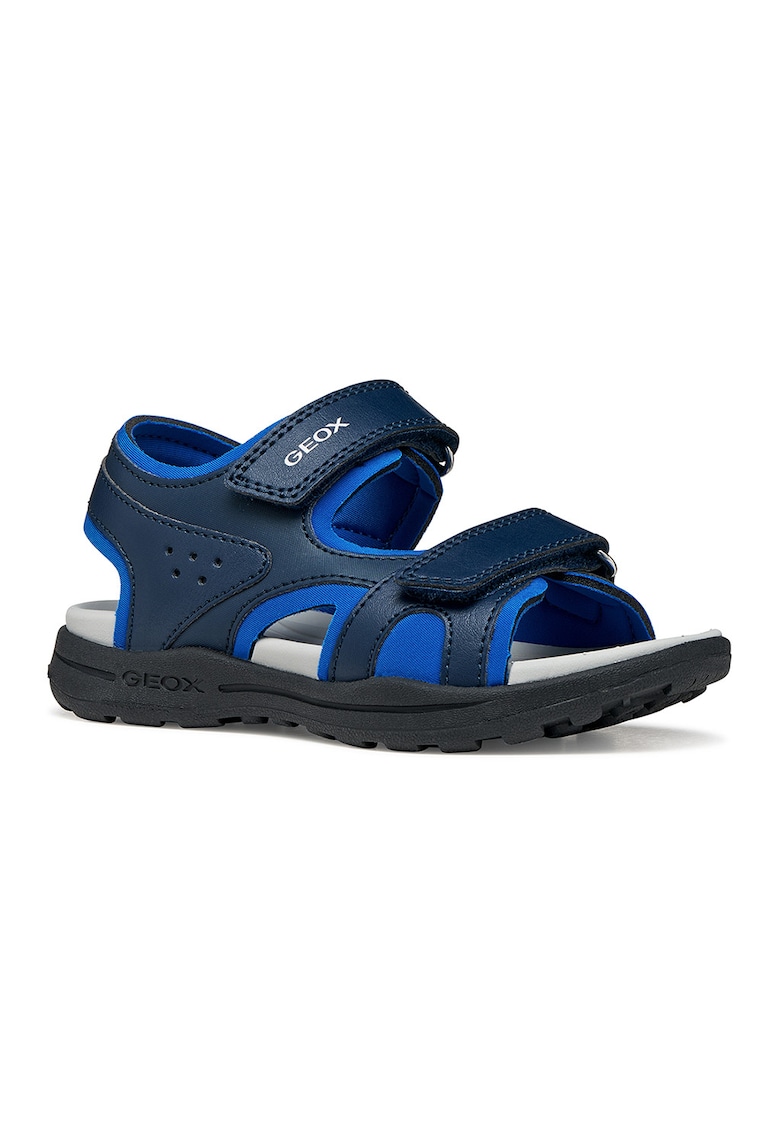 Sandale cin piele ecologica cu bemzi velcro Vaniet - Albastru inchis/Albastru royal