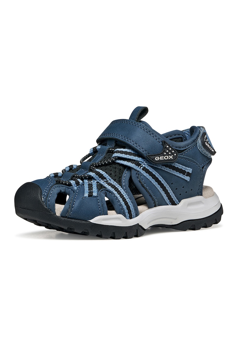 Sandale fisherman de piele ecologica si material textil Borealis - Albastru inchis