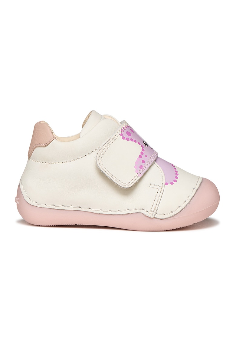 Pantofi sport Tutim din piele cu inchidere velcro - Roz pal/Bej deschis