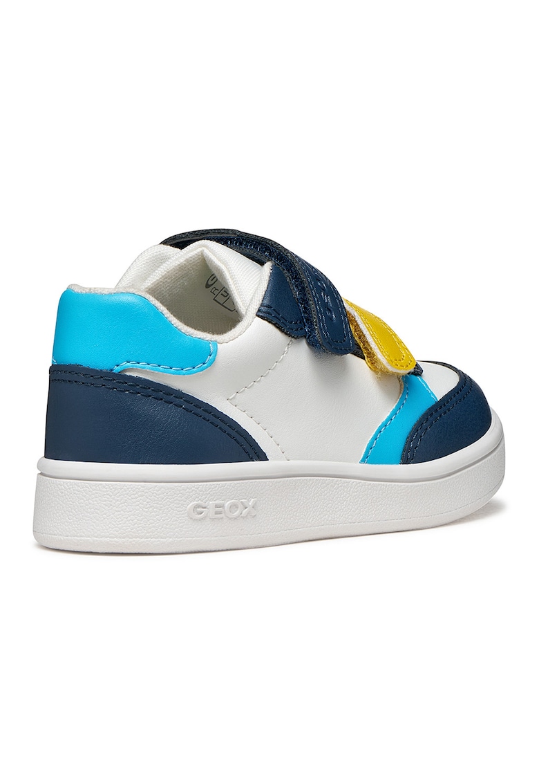 Pantofi sport Eclyper Toddler din piele ecologica cu velcro - Galben/Alb optic/Bleumarin