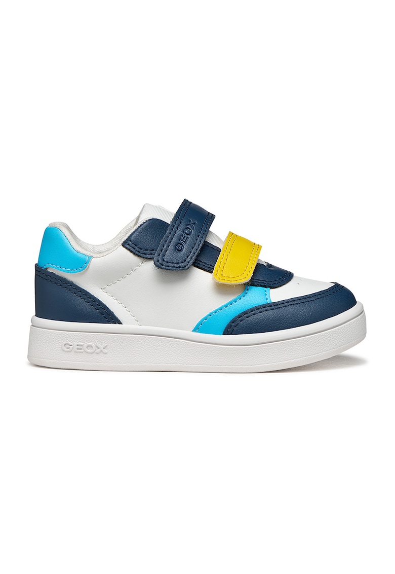 Pantofi sport Eclyper Toddler din piele ecologica cu velcro - Galben/Alb optic/Bleumarin