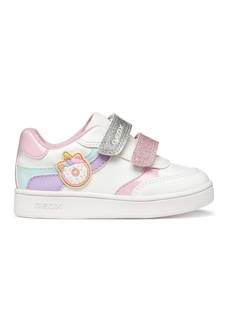 Pantofi sport din piele ecologica cu banda dubla velcro - Rosu/Albastru deschis/Bleumarin