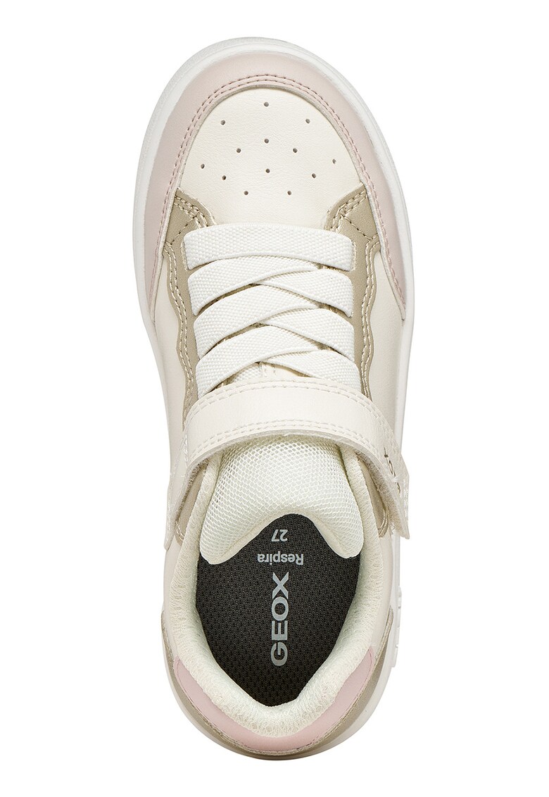 Pantofi sport Eclyper de piele ecologica si material textil cu velcro - Auriu/Bej deschis