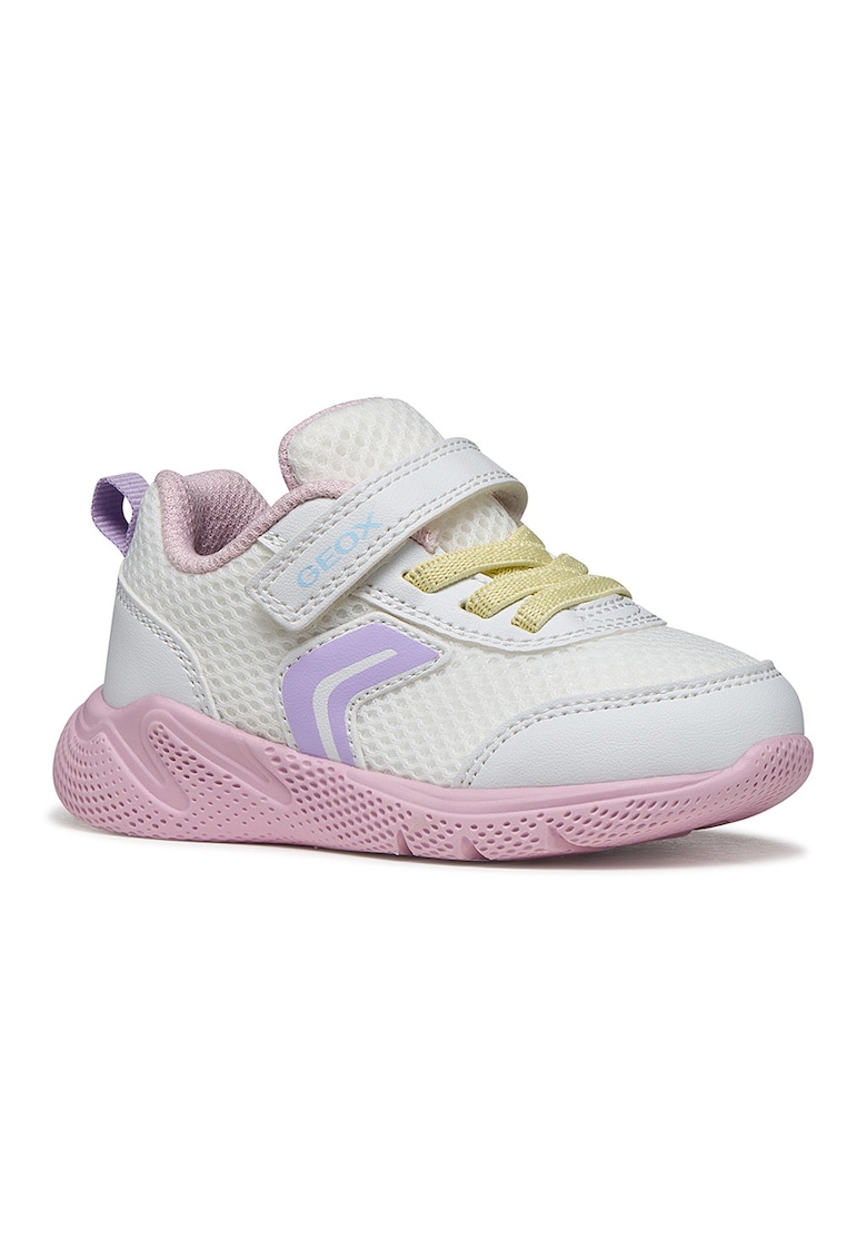 Pantofi sport Sprintye wedge cu velcro - Alb/Lila