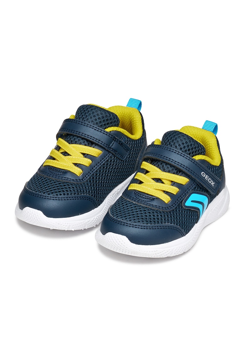 Pantofi sport Sprintye din plasa si insertii din piele ecologica - Galben/Turcoaz/Bleumarin