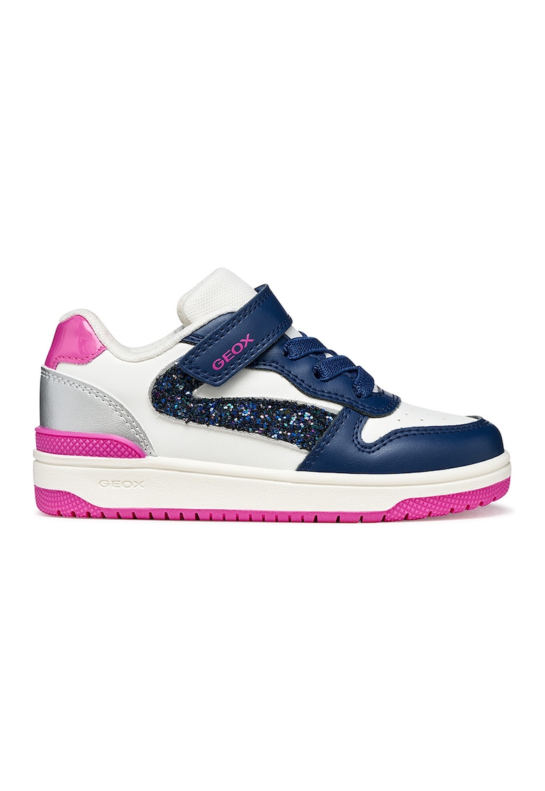 Pantofi sport din piele ecologica cu velcro - Alb/Roz