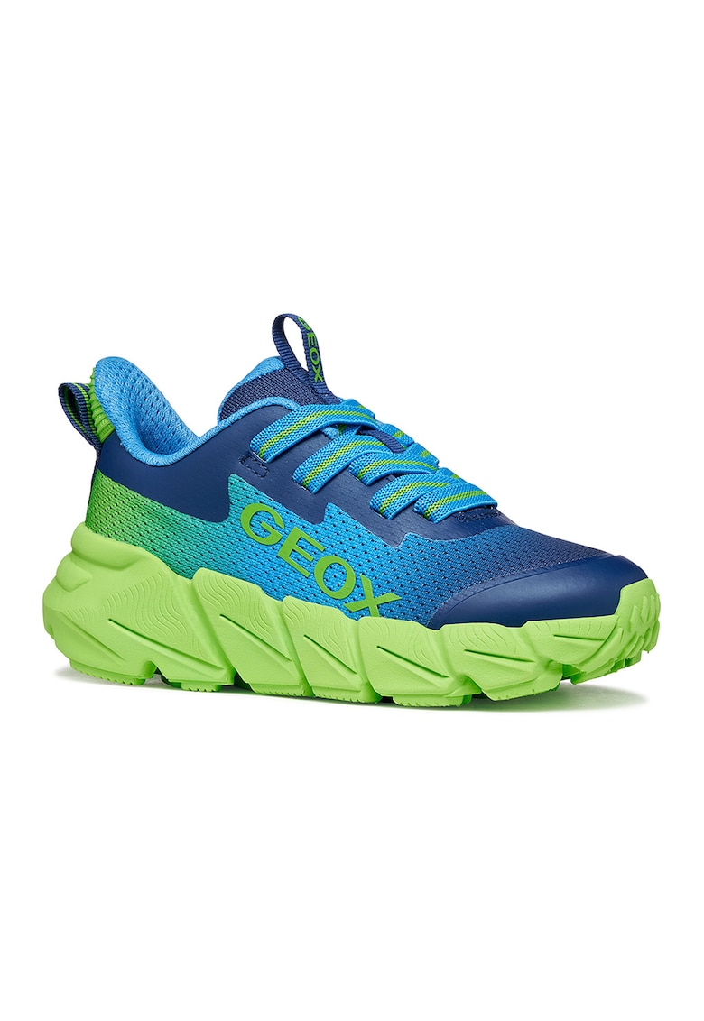 Pantofi sport Synthetic wedge cu insertii de plasa - Verde lime/Albastru