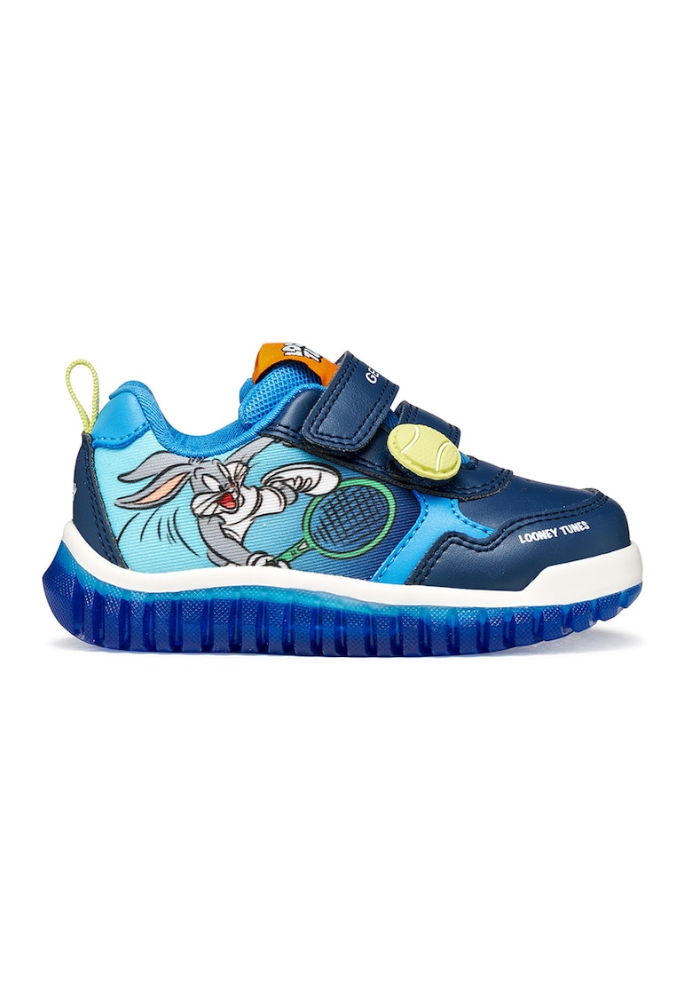 Pantofi sport Lightyloo Looney Tunes cu inchidere velcro si imprimeu - Albastru inchis
