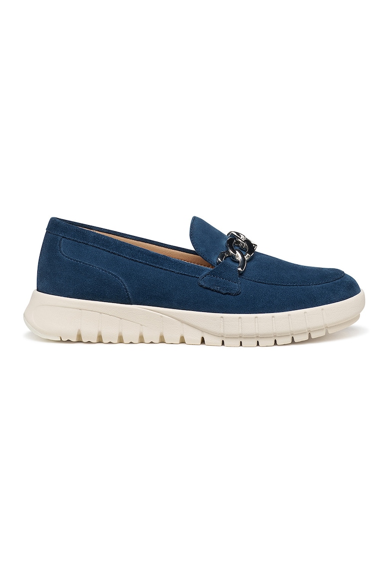 Pantofi loafer din piele intoarsa cu talpa wedge Flextride - Bleumarin
