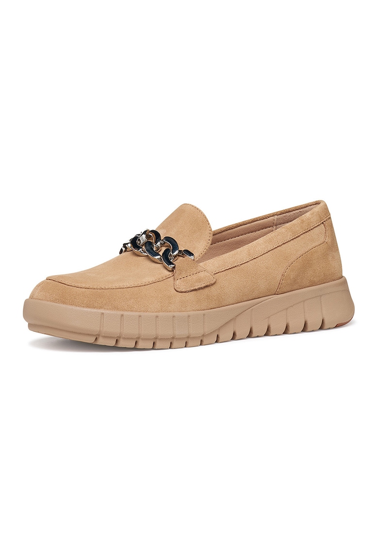 Pantofi loafer din piele intoarsa cu talpa wedge Flextride - Bej