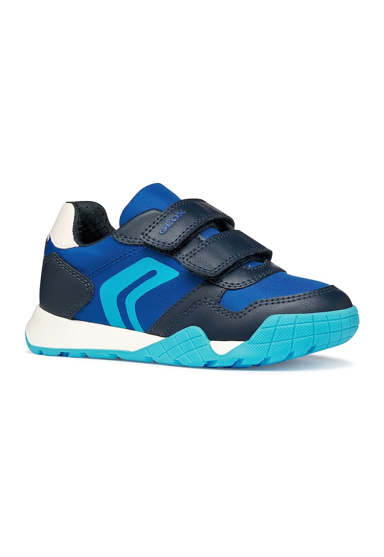 Pantofi sport cu insertii din material textil si inchidere velcro - Albastru ultramarin/Albastru royal/Turcoaz inchis