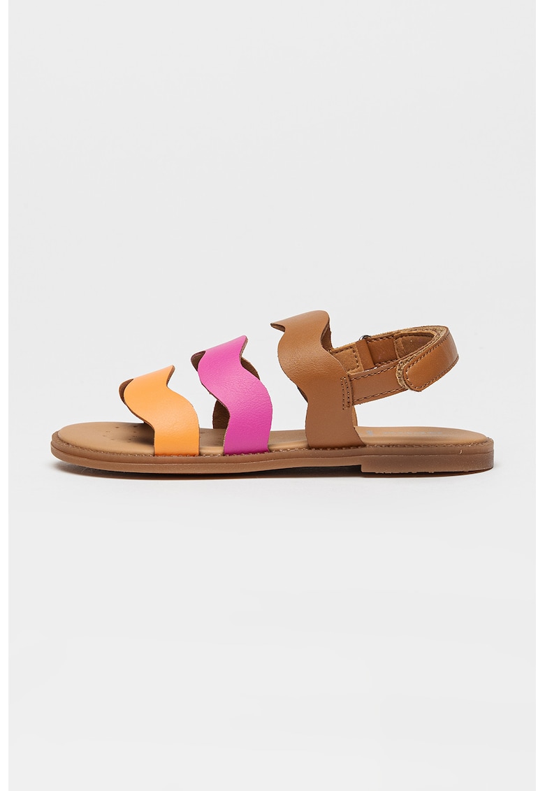 sandale de piele cu velcro - Maro/Portocaliu/Roz