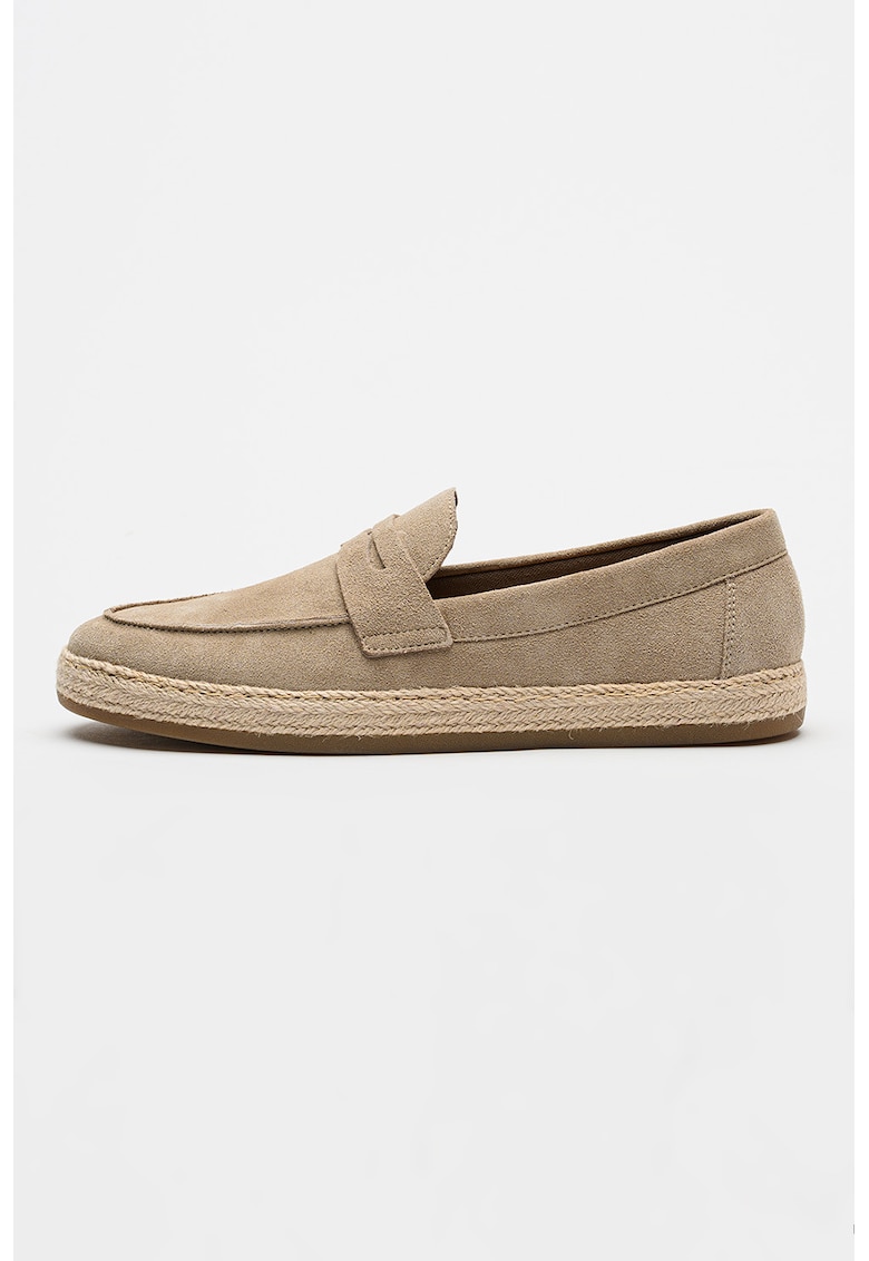 Pantofi loafer uni de piele intoarsa - Maro nisip