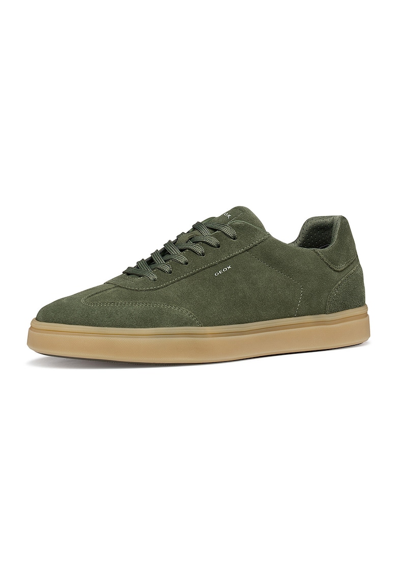 Pantofi sport low-cut din piele intoarsa - Verde masliniu inchis