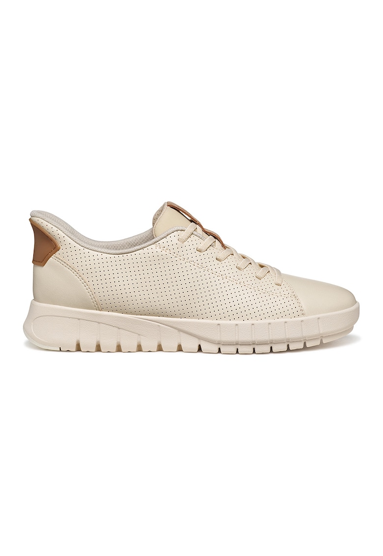 Pantofi sport de piele si piele ecologica uc perforatii - Maro/Bej deschis