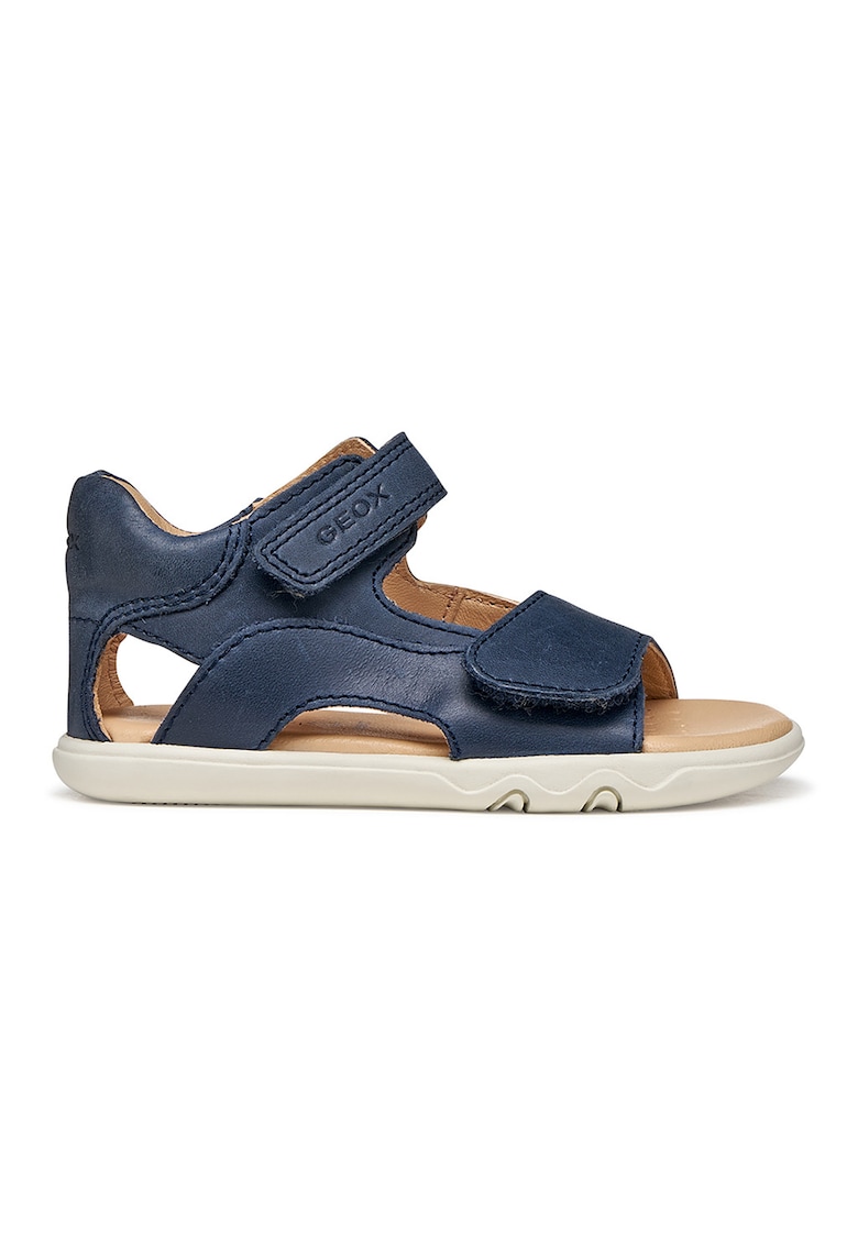 Sandale de piele cu velcro si logo Steppieup - Bleumarin