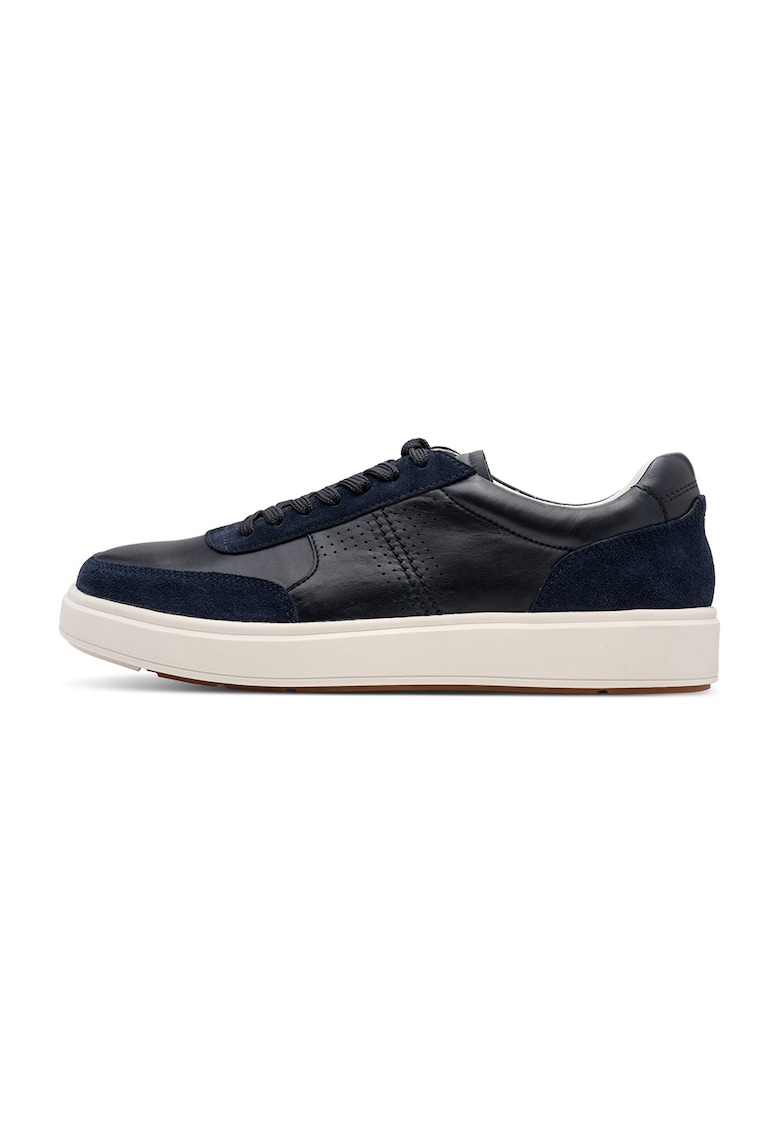 Pantofi sport low-cut de piele cu perforatii - Albastru ultramarin