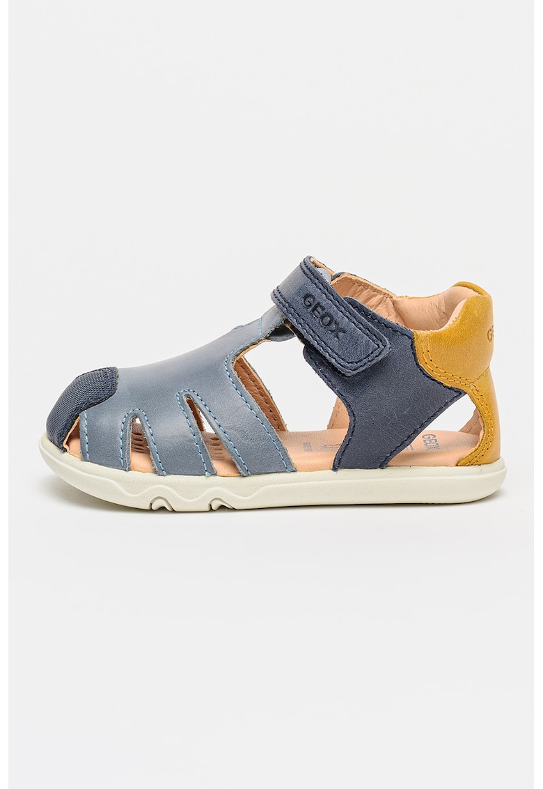 Sandale de piele cu velcro - Albastru prafuit