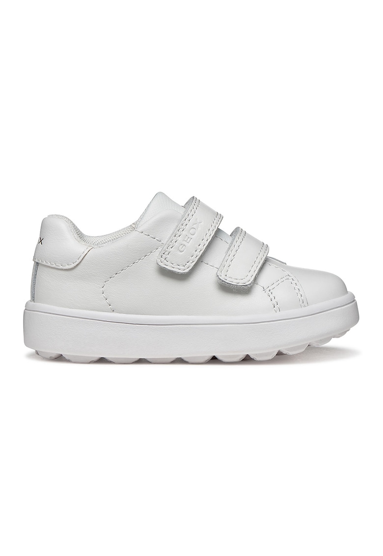 Pantofi sport Minicub de piele si material textil cu velcro - Alb