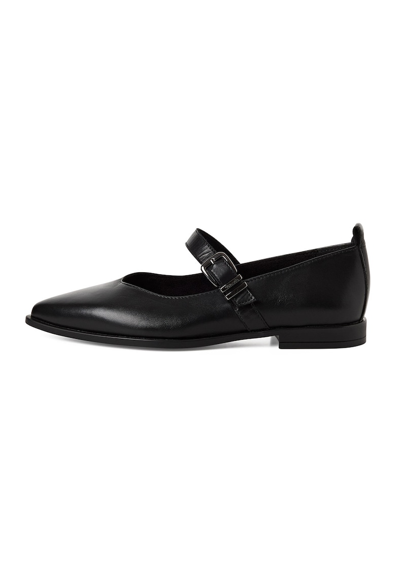 Balerini Mary Jane de piele - Negru