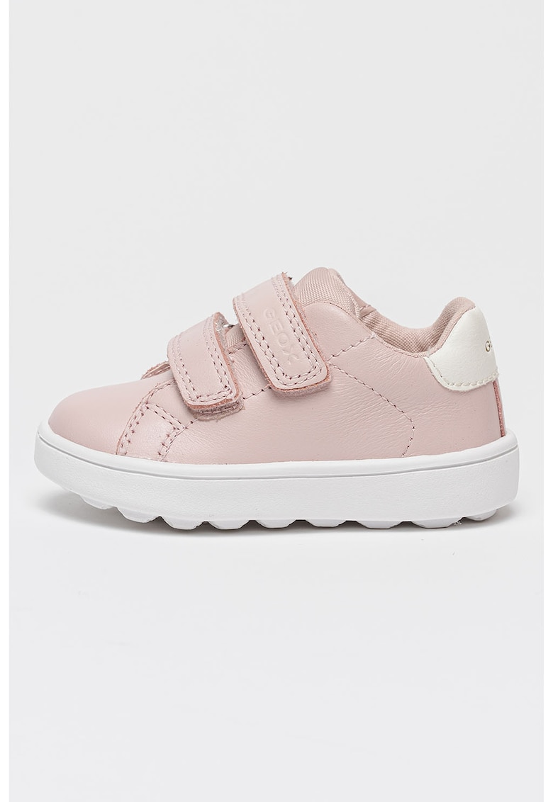 Pantofi sport Minicub de piele cu velcro - Roz pastel/Alb optic