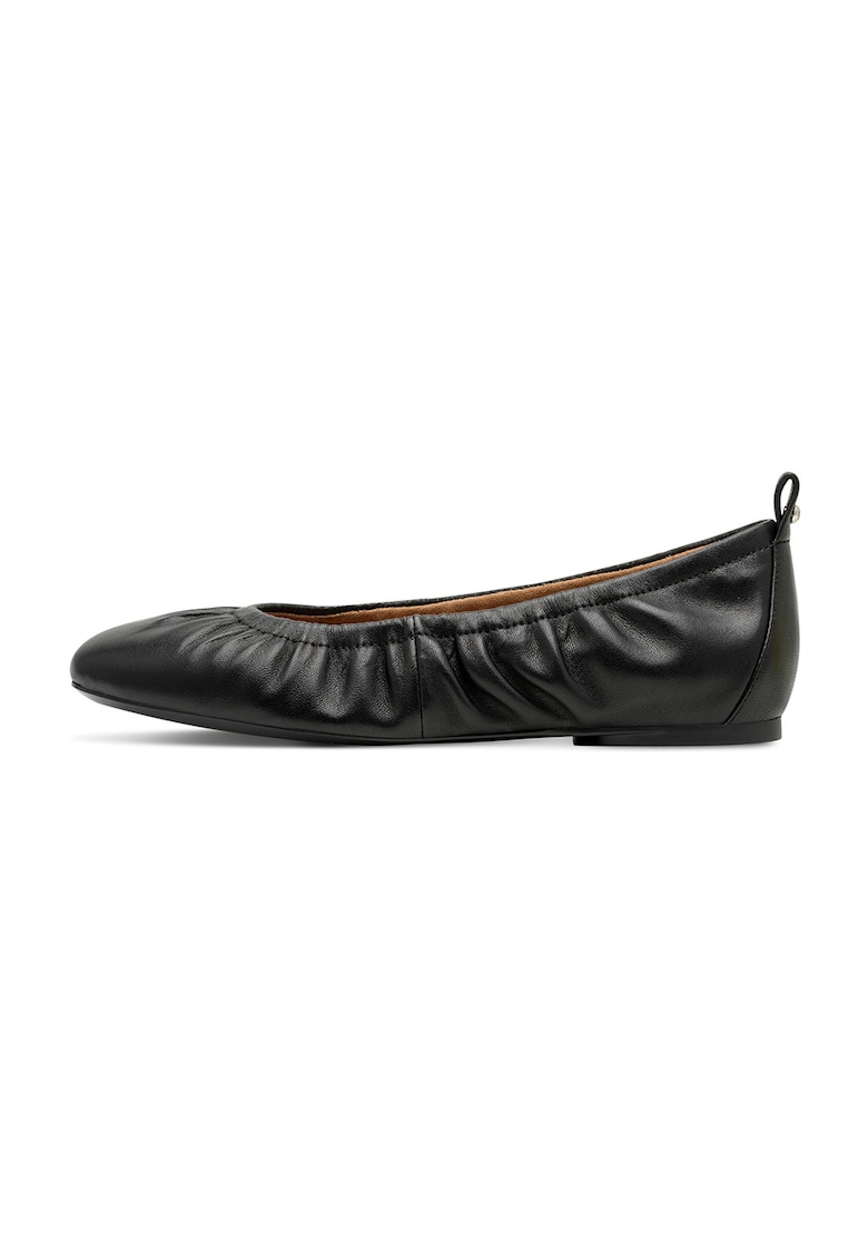 Balerini de piele cu model uni - Negru
