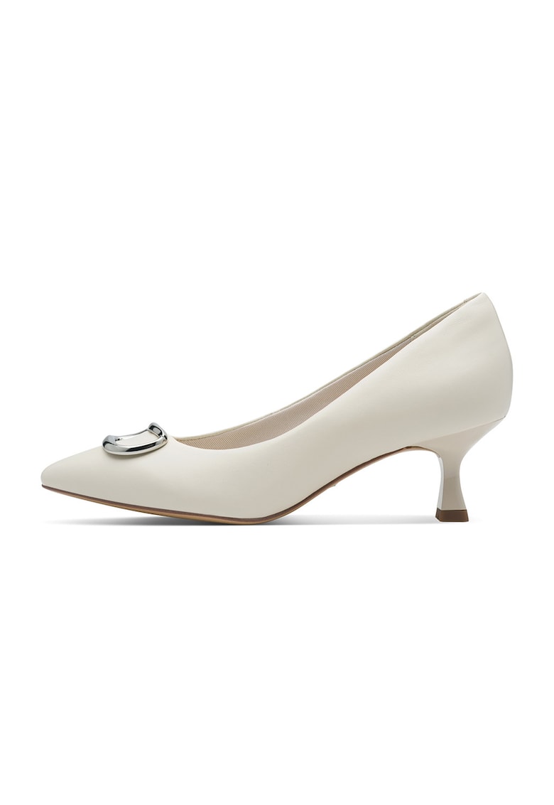 Pantofi de piele cu varf ascutit - Crem