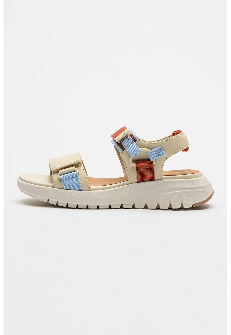 Sandale cu inchidere velcro Flextride - Maro cognac/Bej sampanie