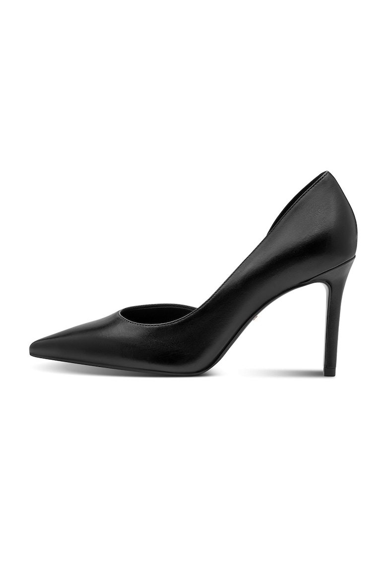 Pantofi stiletto cu toc inalt si decupaj lateral - Negru