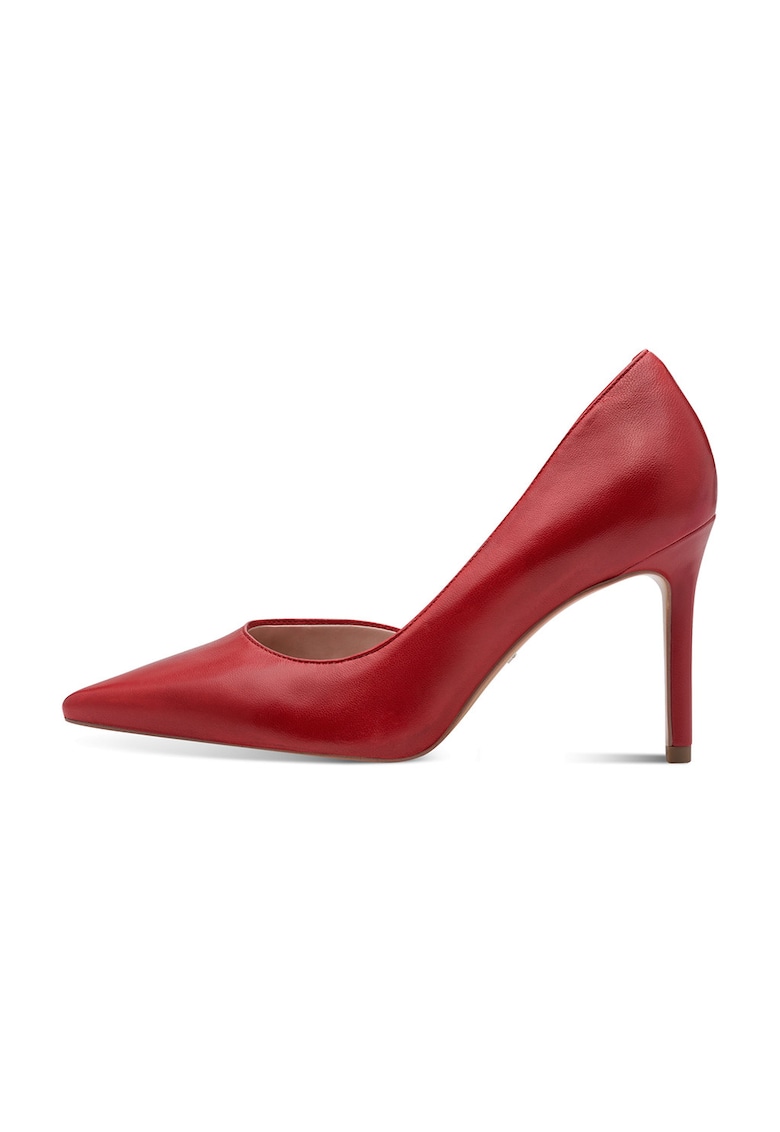 Pantofi stiletto cu toc inalt si decupaj lateral - Rosu inchis