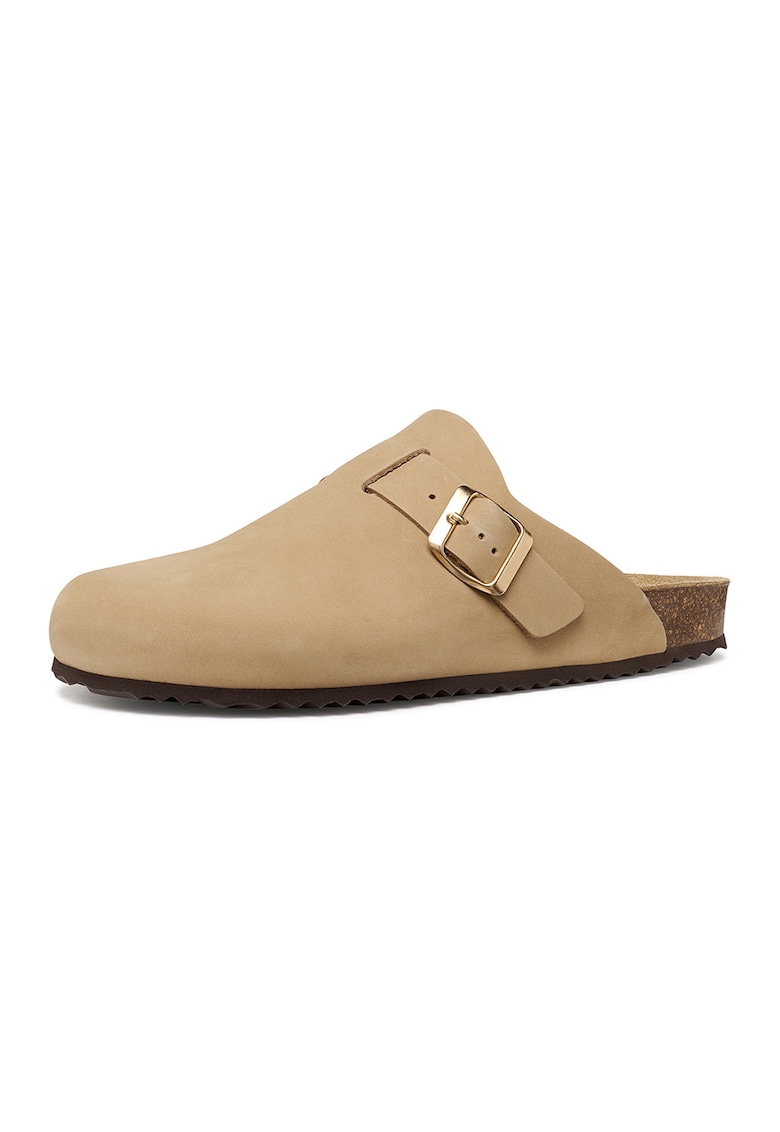 Saboti din piele nabuc - Maro camel