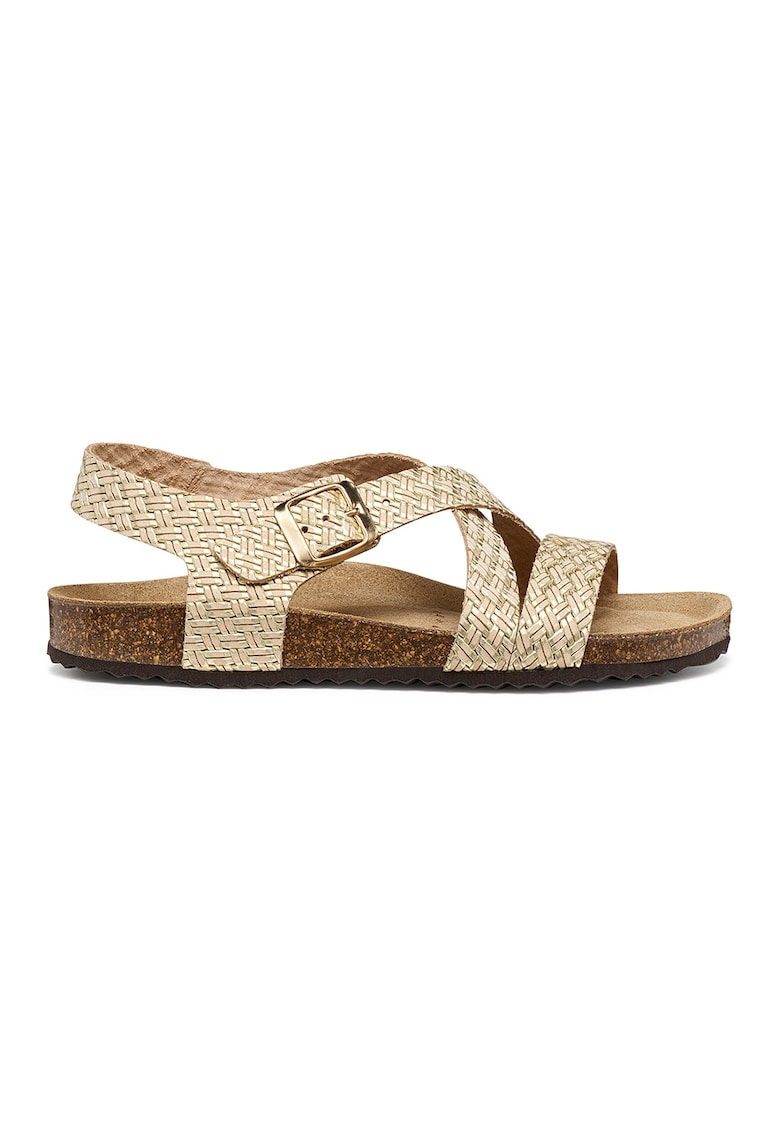 Sandale din piele cu aspect tesut Brionia - Auriu